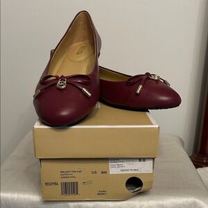 Michael Kors Berry Flats with Bow Accent